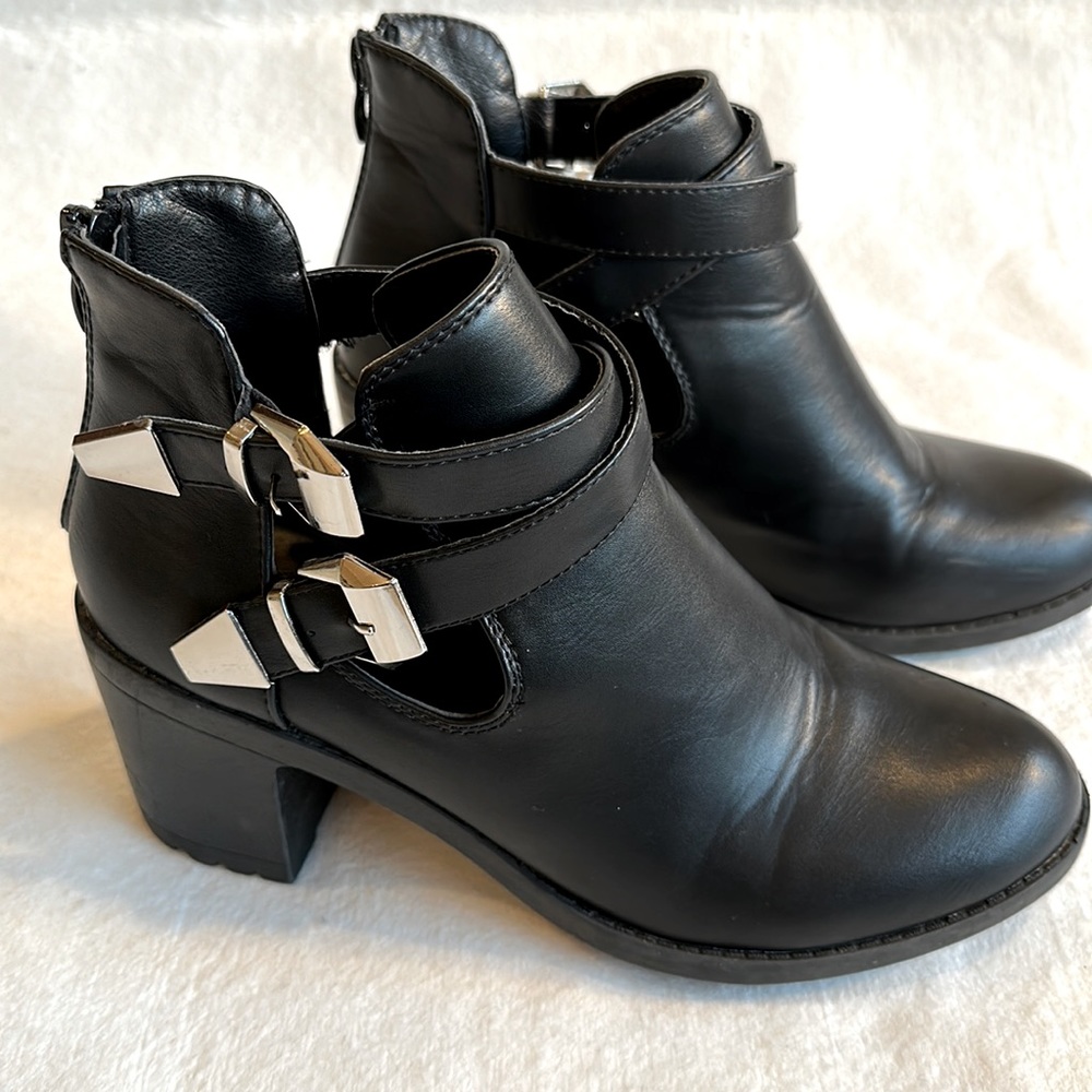 C’M Paris Black Strappy Ankle Boots